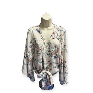 Forever 21 Floral Tie Up Blouse